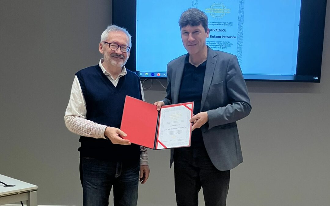 Doc. dr. Dušan Petrovič prejel zahvalo Hrvaškega kartografskega društva